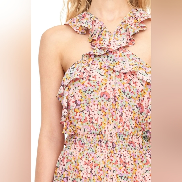 Rebecca Taylor Margo Floral Ruffle Silk Cropped Jumpsuit Size 0 (or xs) - Picture 3 of 16